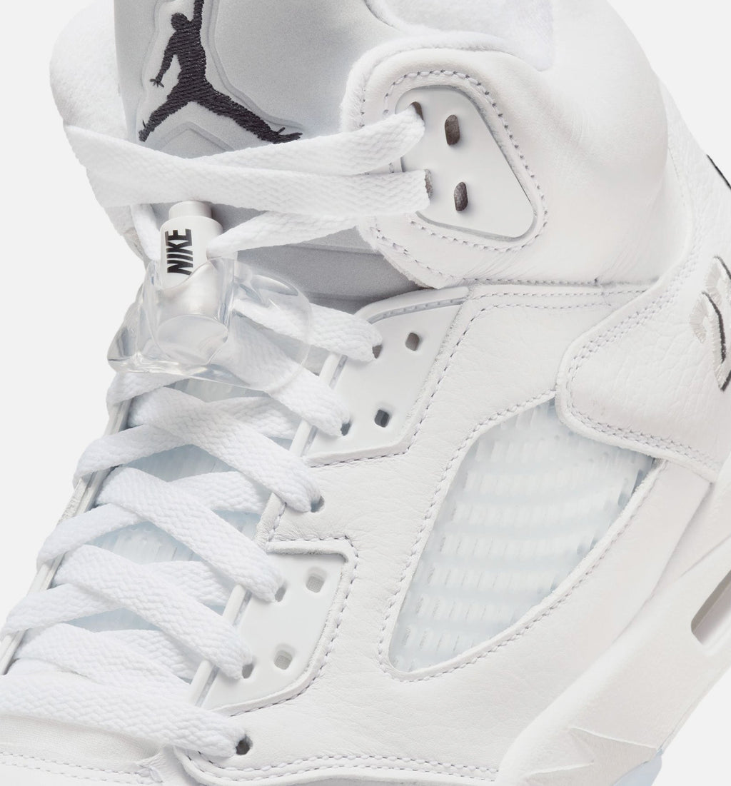 Air Jordan 5 Retro OG White Metallic 男士休闲运动鞋 - 白色/金属银/黑色