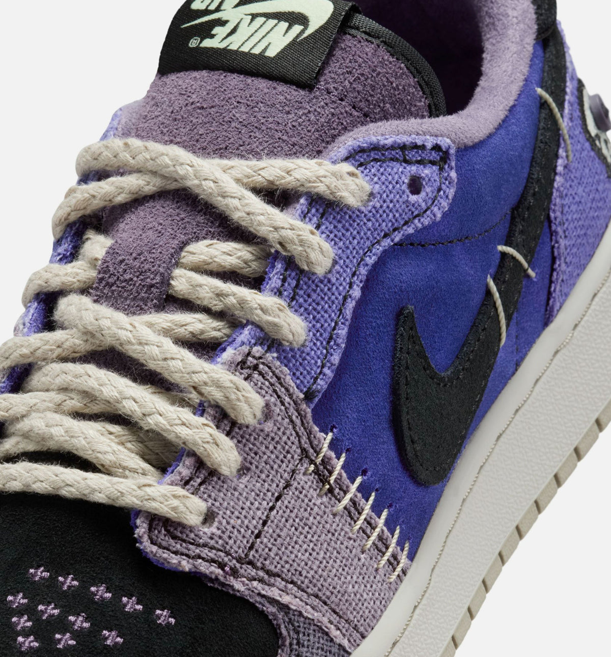 Air Jordan 1 Low OG 大童休闲运动鞋 - 摄政紫/深葡萄干色/蕩绿