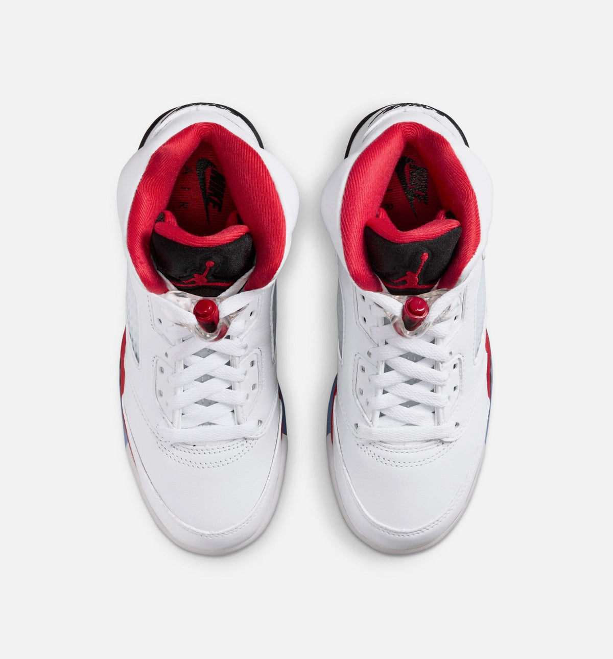 Air Jordan 5 Retro Fire Red 大童休闲运动鞋 - 白色/火焰红/黑色