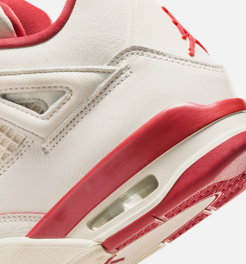 Air Jordan 4 Retro Valentine's Day 女士休闲运动鞋 - 浅象牙白/塞拉红/浓红