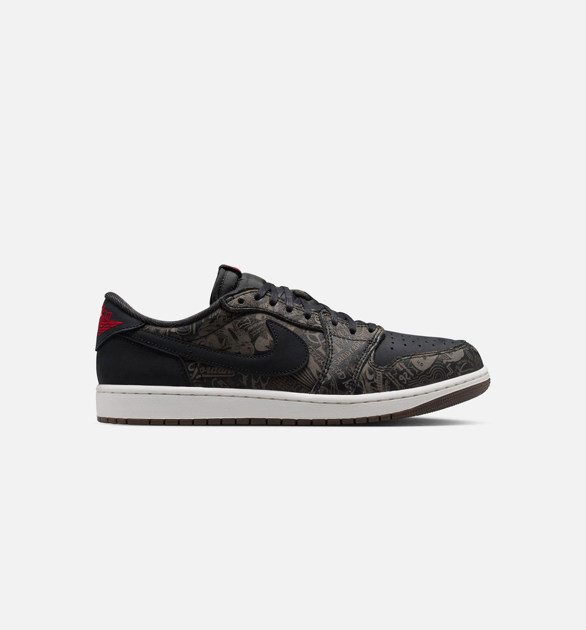 Air Jordan 1 Retro Low OG Laser 男士休闲运动鞋 - 黑/校队红/峰顶白