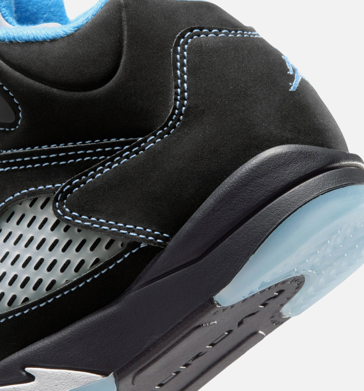 Air Jordan 5 Retro Black Carolina 学龄前儿童休闲运动鞋 - 黑色/大学蓝/白色