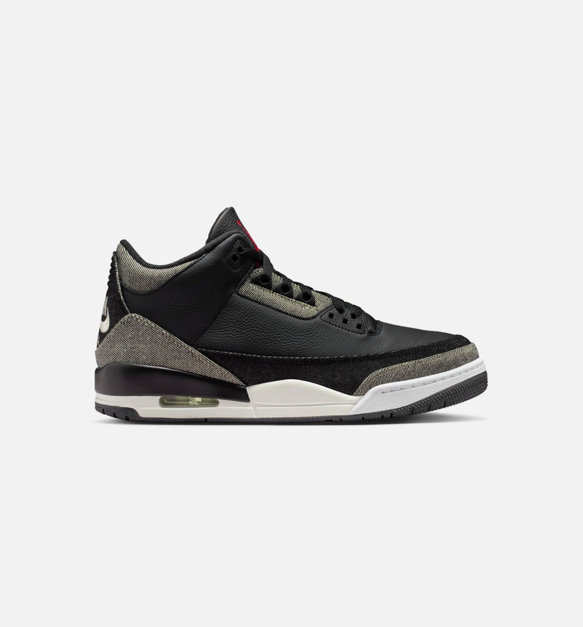 Air Jordan 3 x Levi's Black and White 男士休闲运动鞋 - 丹宁色/黑色/健身红