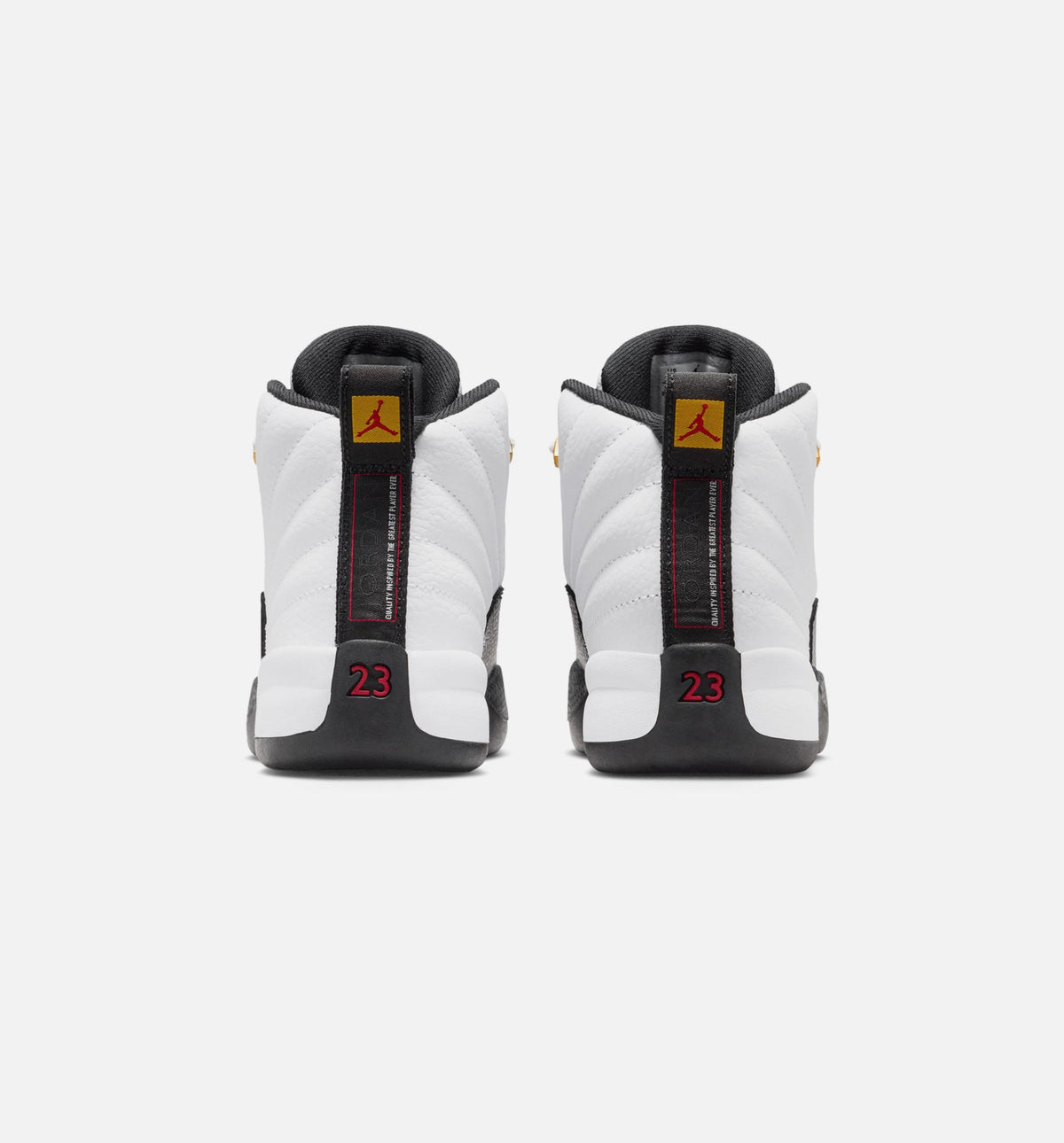 Air Jordan 12 Retro Taxi 学龄前儿童休闲运动鞋 - 白色/黑色/出租车黄