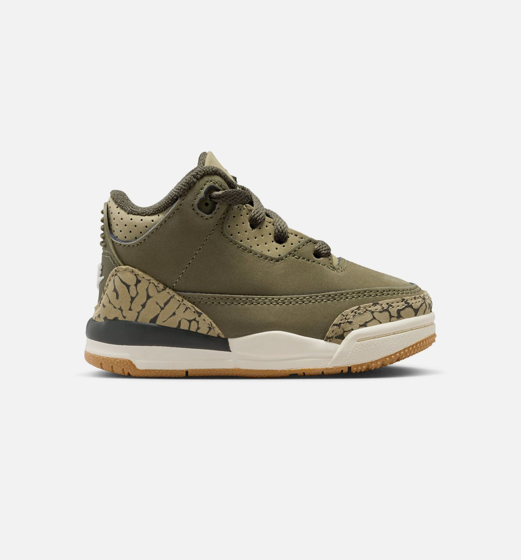 Air Jordan 3 Retro 婴幼童休闲鞋 - 中橄榄绿/红杉绿/帆白