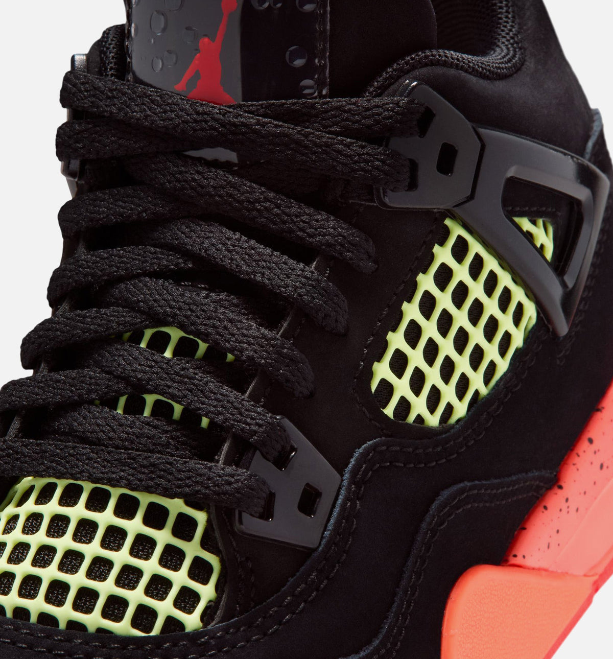 Air Jordan 4 Retro Black Infrared 23 小童休闲鞋 - 黑/红外红/亮芒果橙