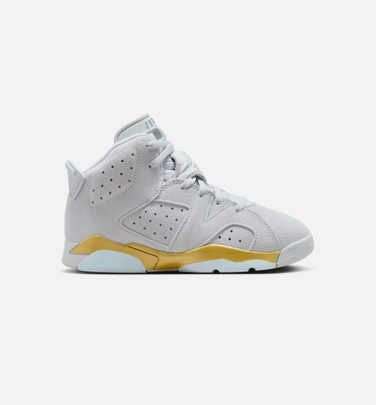 Air Jordan 6 Retro Pearl 学龄前儿童休闲运动鞋 - 纯铂金色/冰川蓝/金属金