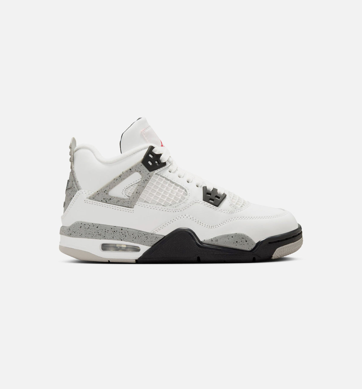 Air Jordan 4 Retro White Cement 大童休闲运动鞋 - 峰会白/火焰红/水泥灰/黑色