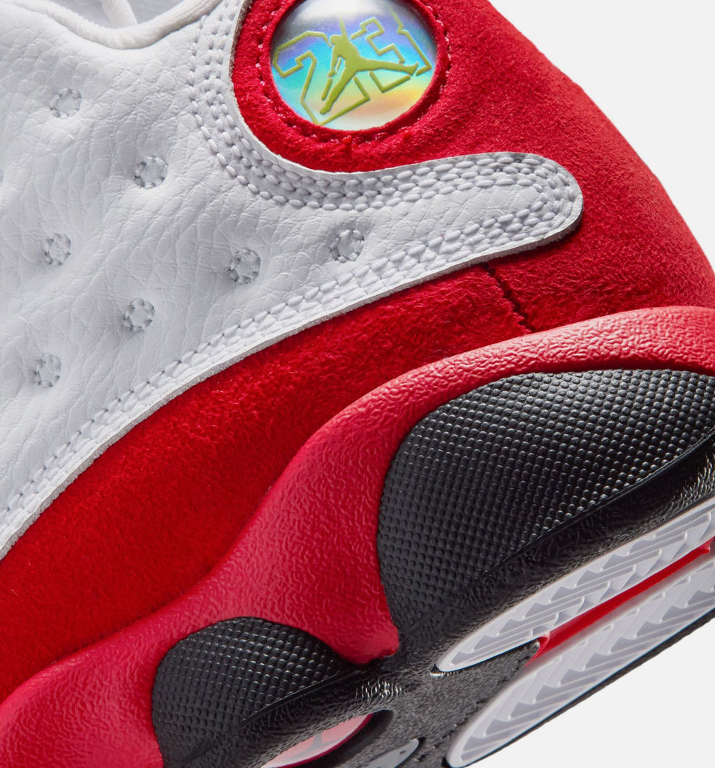 Air Jordan 13 Retro White And University Red 学龄前儿童休闲运动鞋 - 白色/黑色/正红色