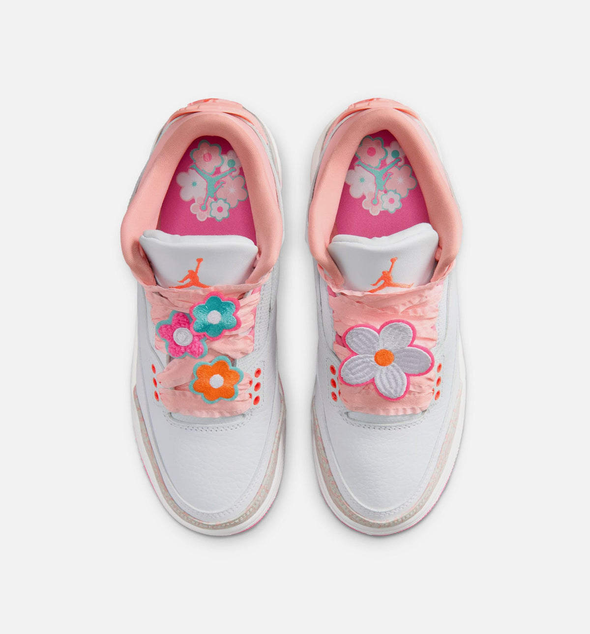 Air Jordan 3 Retro Spring Flowers 大童休闲运动鞋 - 珍珠粉/花粉/粉光/超级橙