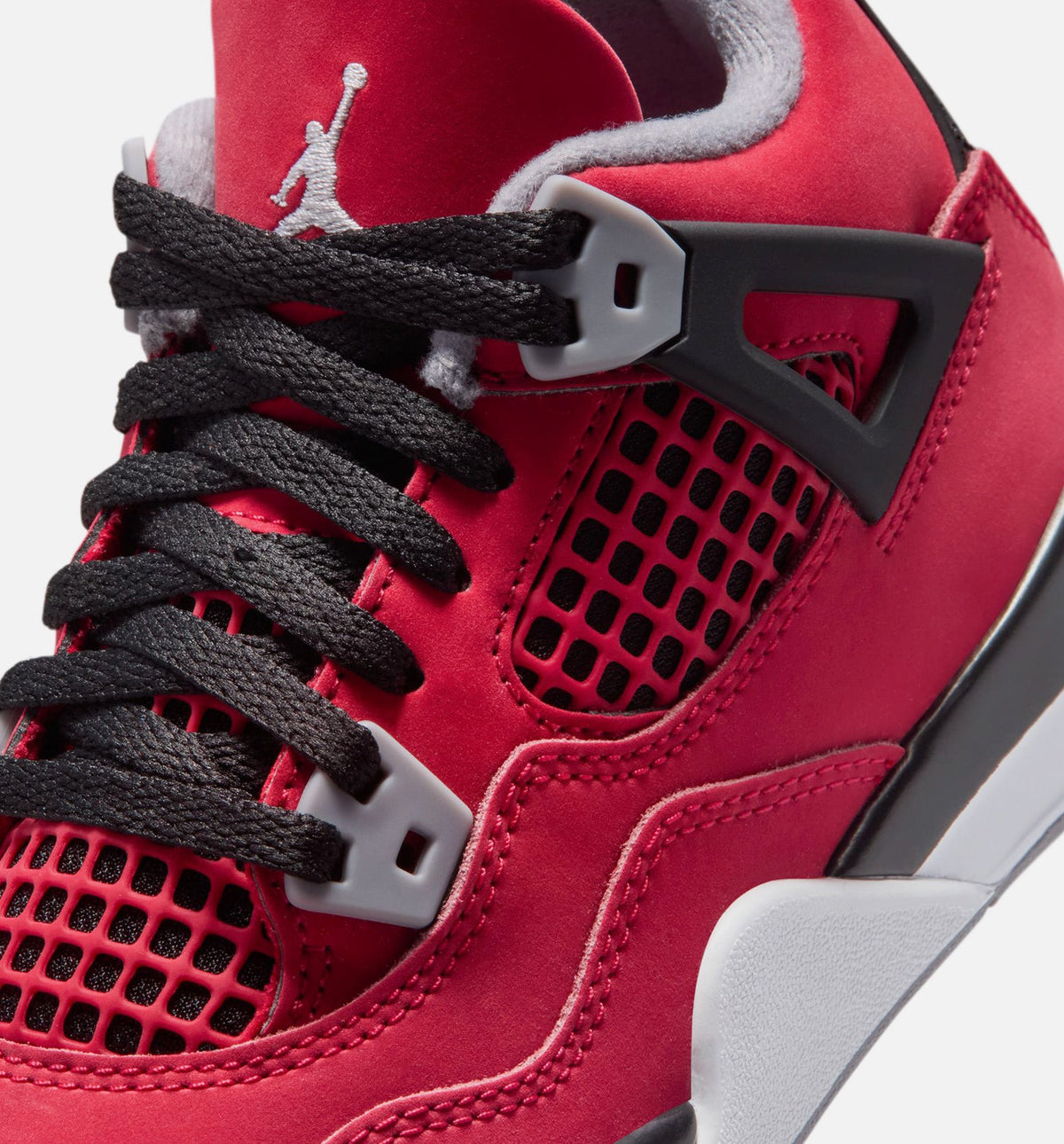 Air Jordan 4 Retro Toro Bravo 学龄前儿童休闲运动鞋 - 火焰红/白色/黑色/水泥灰