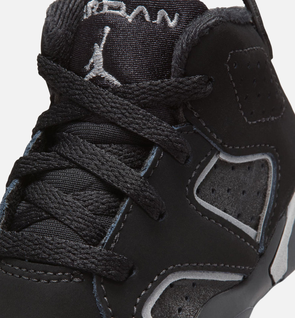 Air Jordan 6 Cap & Gown 婴幼童休闲运动鞋 - 黑色/反光银色