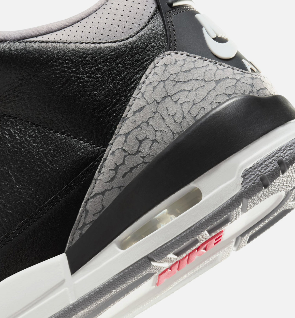 Air Jordan 3 Retro Black Cement 男士休闲运动鞋 - 黑/火焰红/水泥灰