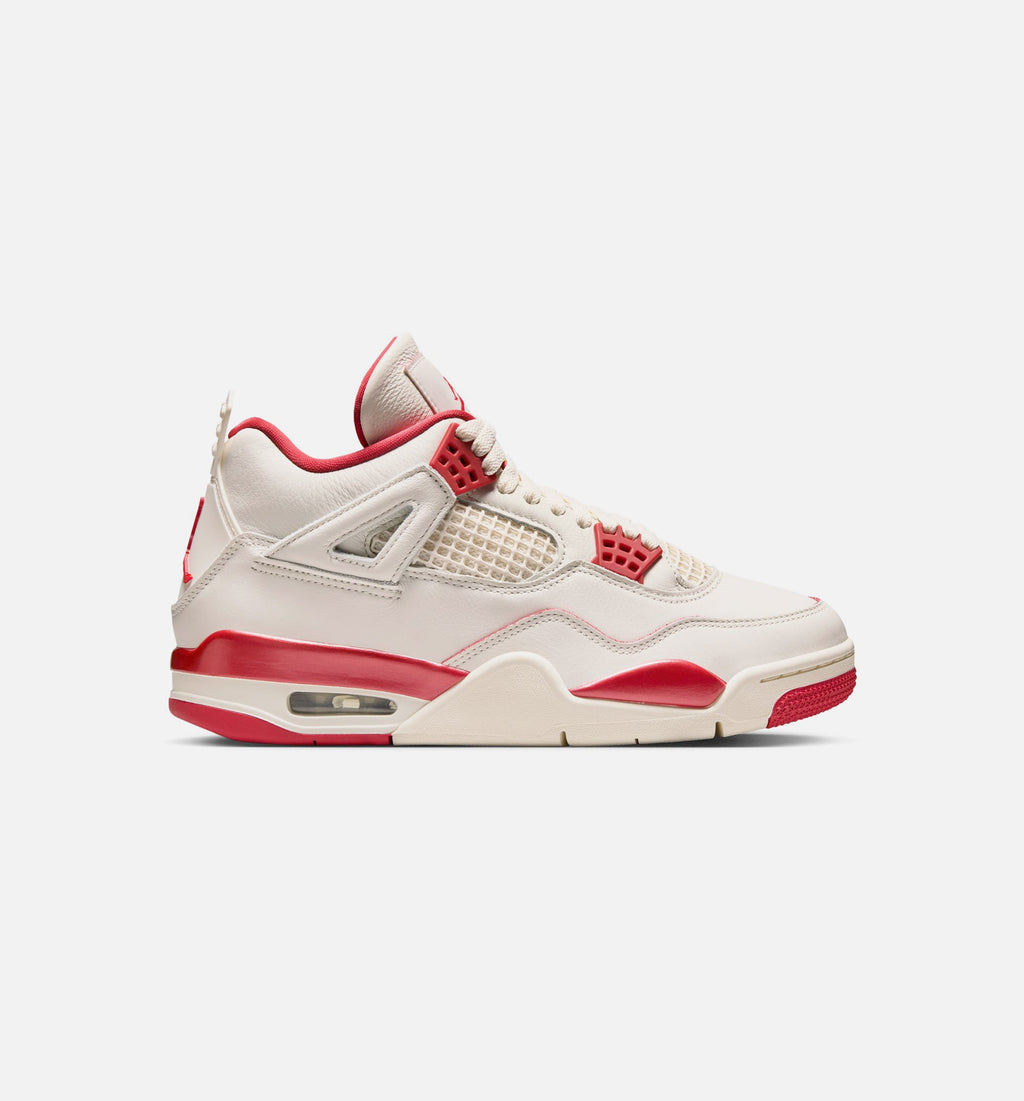 Air Jordan 4 Retro Valentine's Day 女士休闲运动鞋 - 浅象牙白/塞拉红/浓红