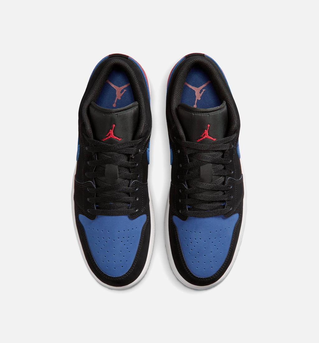 Air Jordan 1 Low 男士休闲运动鞋 - 黑/峰顶白/真蓝/校队红