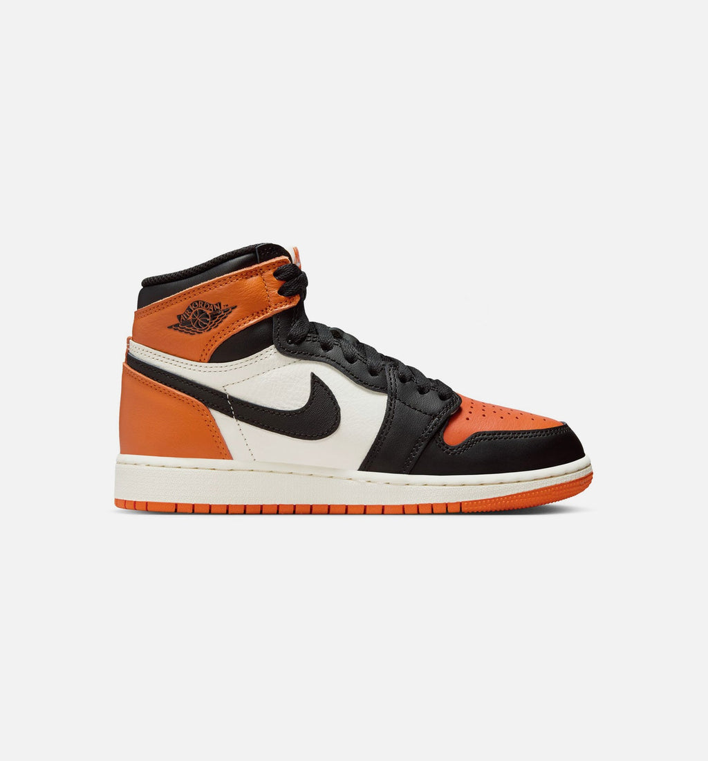 Air Jordan 1 Retro High OG Shattered Backboard 大童休闲运动鞋 - 黑/帆白/海星橙