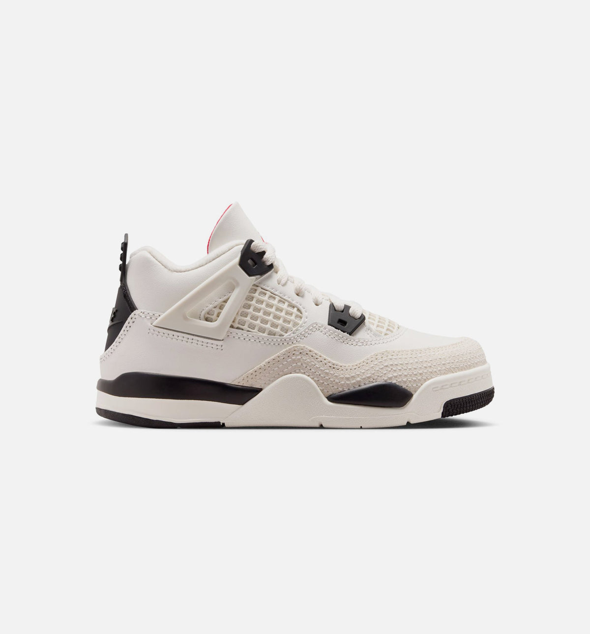 Air Jordan 4 Retro Flight Club 学龄前儿童休闲运动鞋 - 帆白/黑/大学红