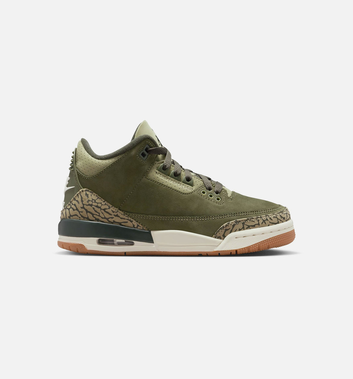 Air Jordan 3 Retro 大童休闲运动鞋 - 中橄榄绿/红杉绿/帆白