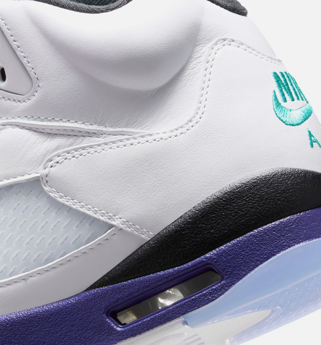 Air Jordan 5 Retro Grape 男士休闲运动鞋 - 白色/新翡翠绿/葡萄冰/黑色