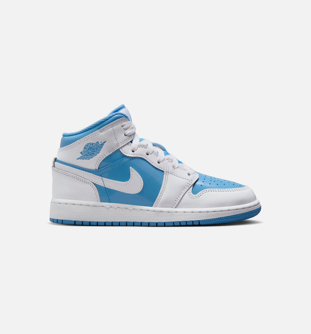 Air Jordan 1 Mid 大童休闲运动鞋 - 白/传奇蓝