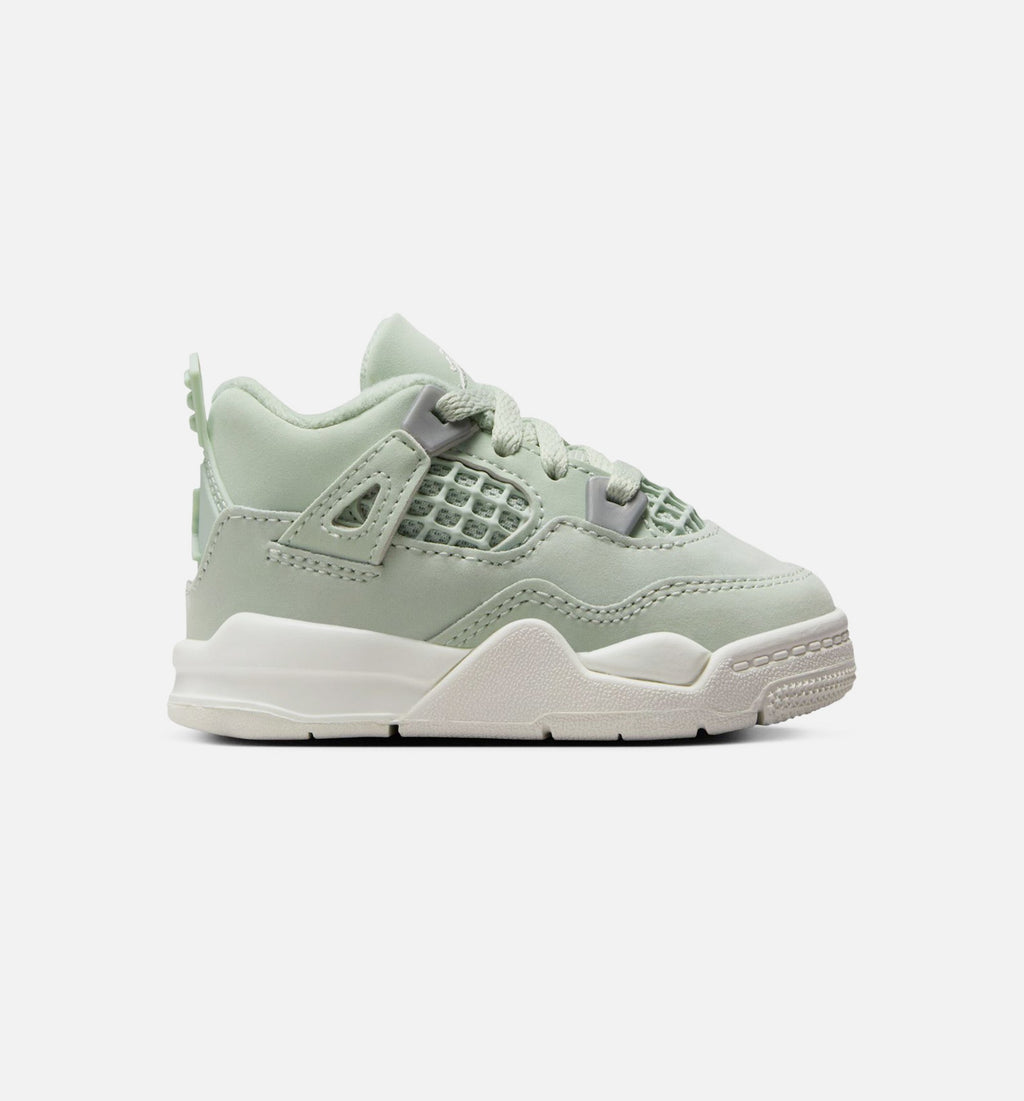 Air Jordan 4 Retro Abundance 婴幼童休闲鞋 - 海沫绿/帆白/金属银