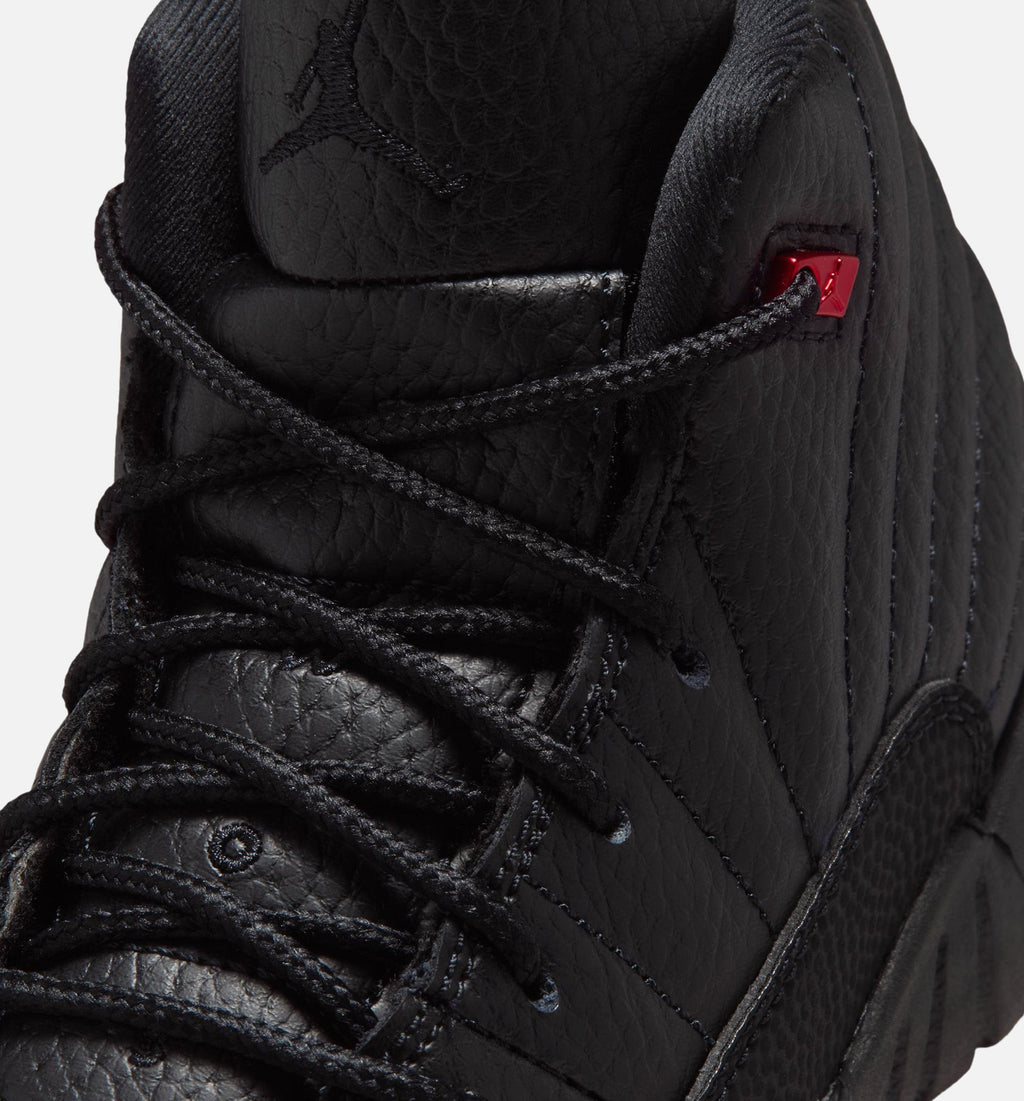 Air Jordan 12 Retro Bloodline 学龄前儿童休闲运动鞋 - 黑色/校队红