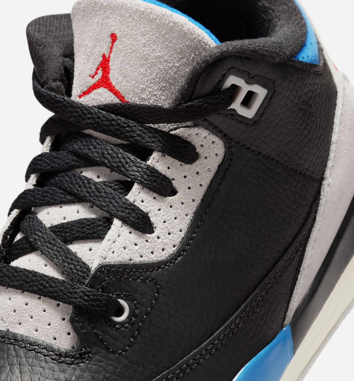 Air Jordan 3 Retro OG Rare Air 小童休闲鞋 - 黑/智利红/中性灰