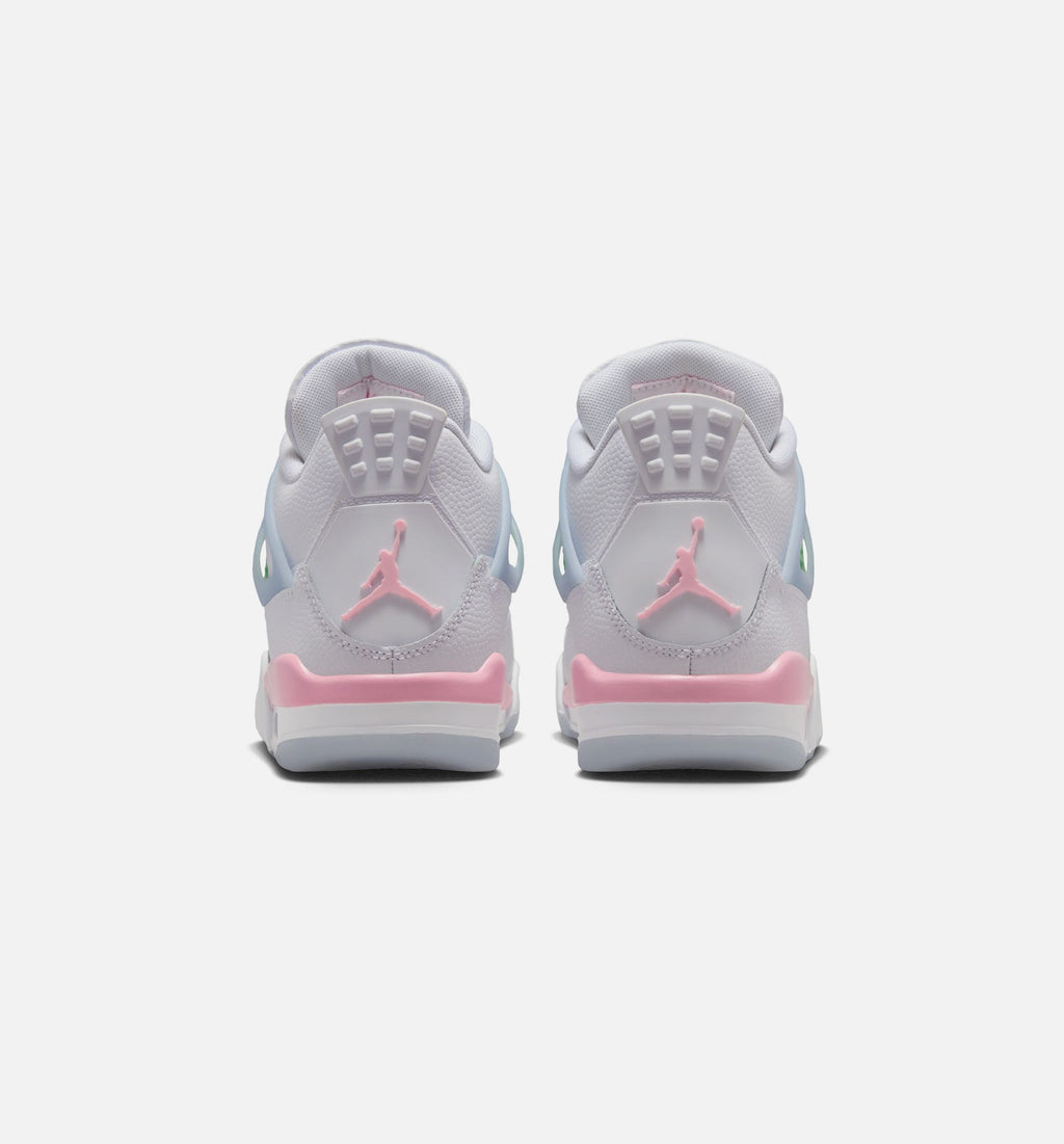Air Jordan 4 Retro Medium Soft Pink 大童休闲运动鞋 - 白色/柔粉/浅蓝