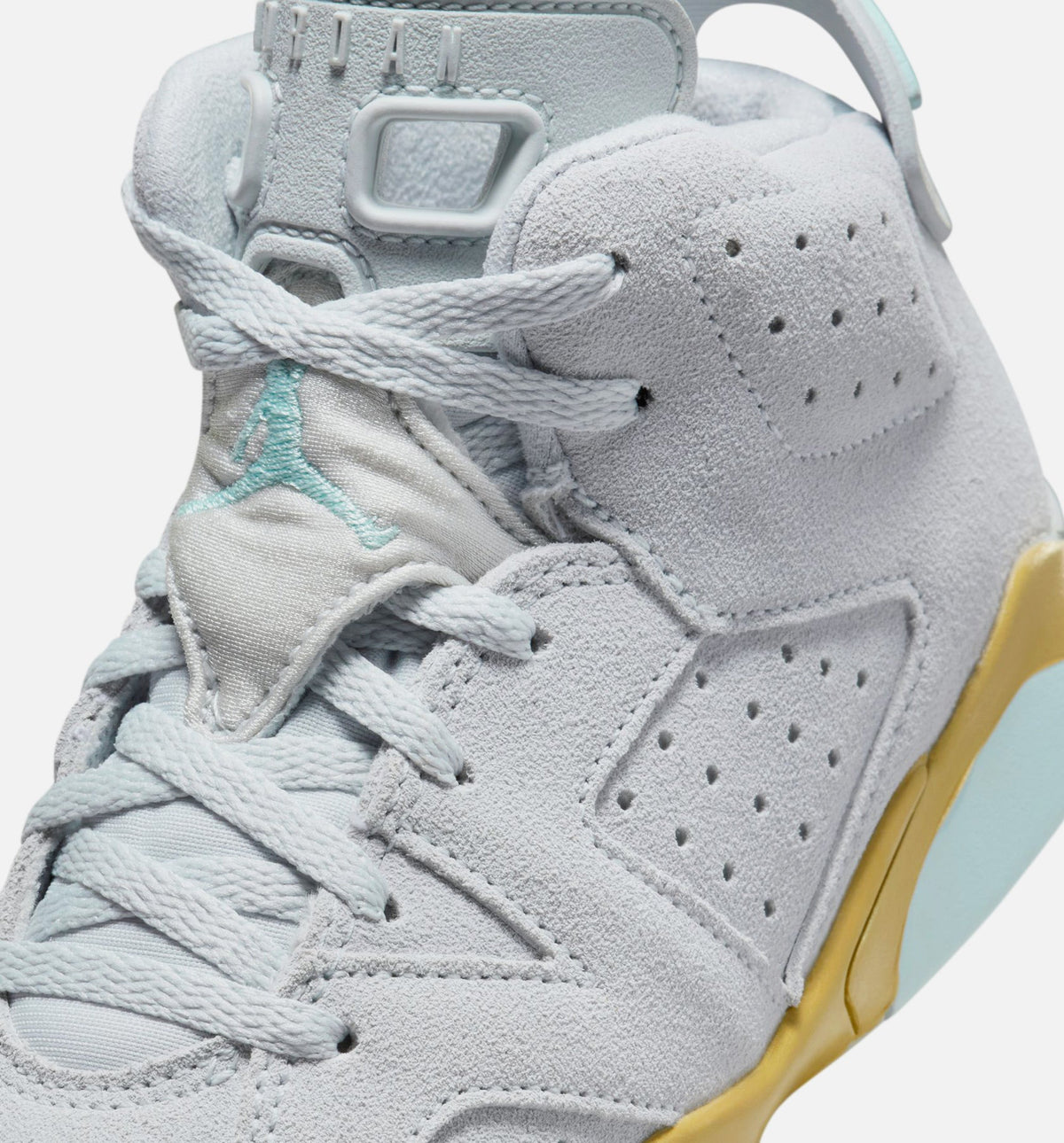 Air Jordan 6 Retro Pearl 学龄前儿童休闲运动鞋 - 纯铂金色/冰川蓝/金属金
