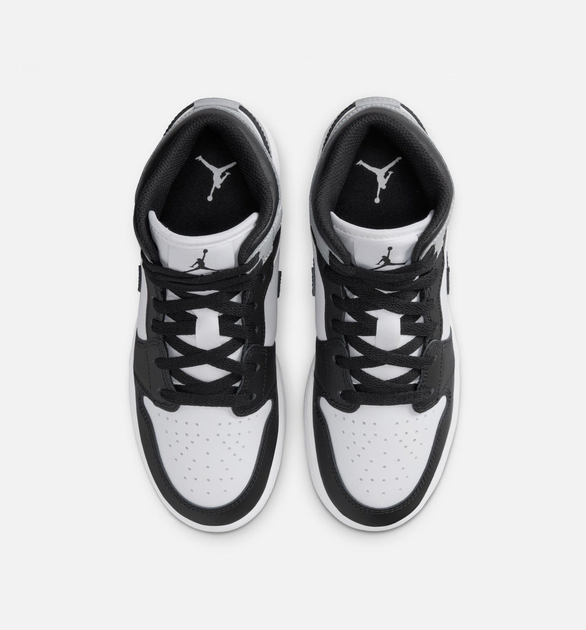 Air Jordan 1 Mid 大童休闲运动鞋 - 白/浅烟灰/黑