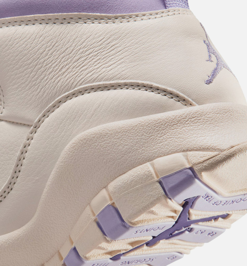 Air Jordan 10 Retro Hydrangeas 女士休闲运动鞋 - 粉笔白/绣球花紫/野葡萄紫