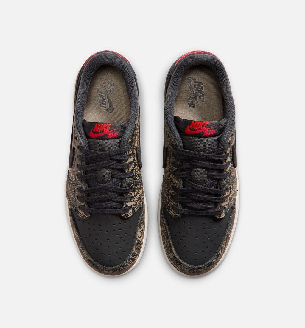 Air Jordan 1 Retro Low OG Laser 大童休闲运动鞋 - 黑/校队红/峰顶白