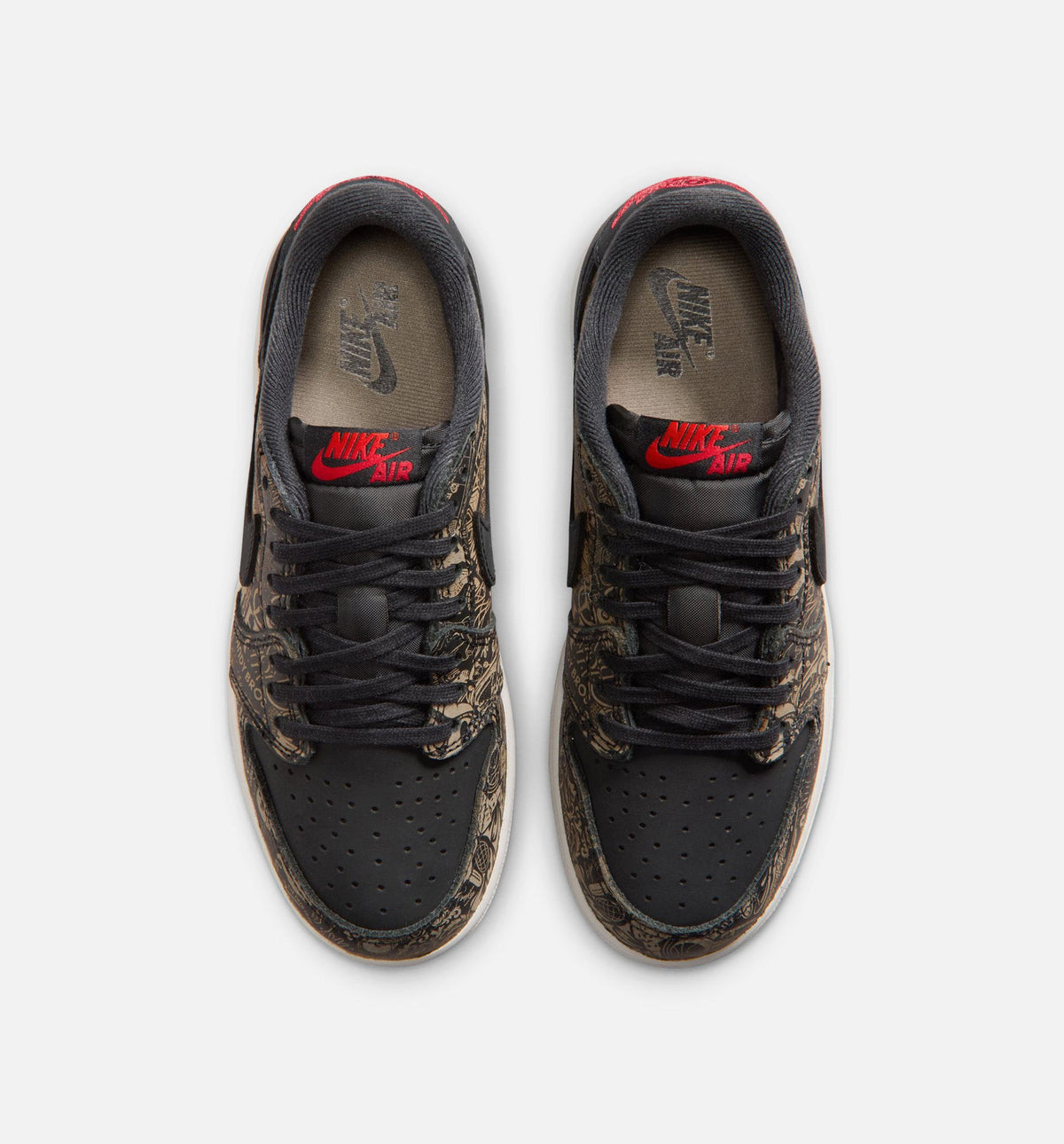 Air Jordan 1 Retro Low OG Laser 大童休闲运动鞋 - 黑/校队红/峰顶白