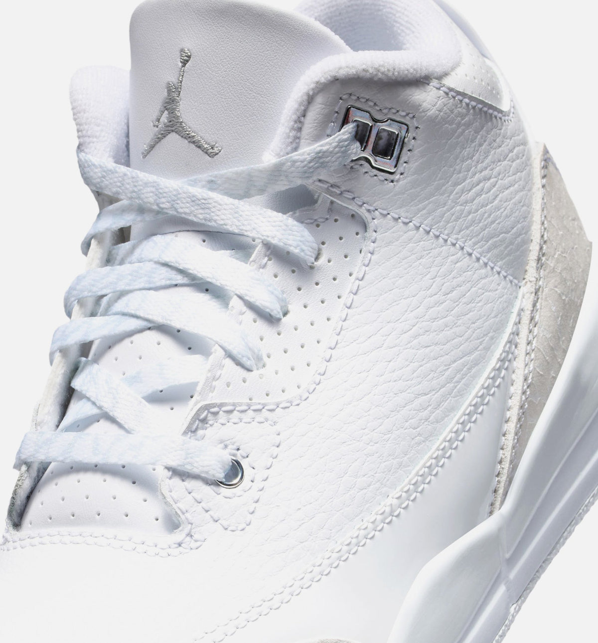 Air Jordan 3 Retro 小童休闲鞋 - 白/金属银