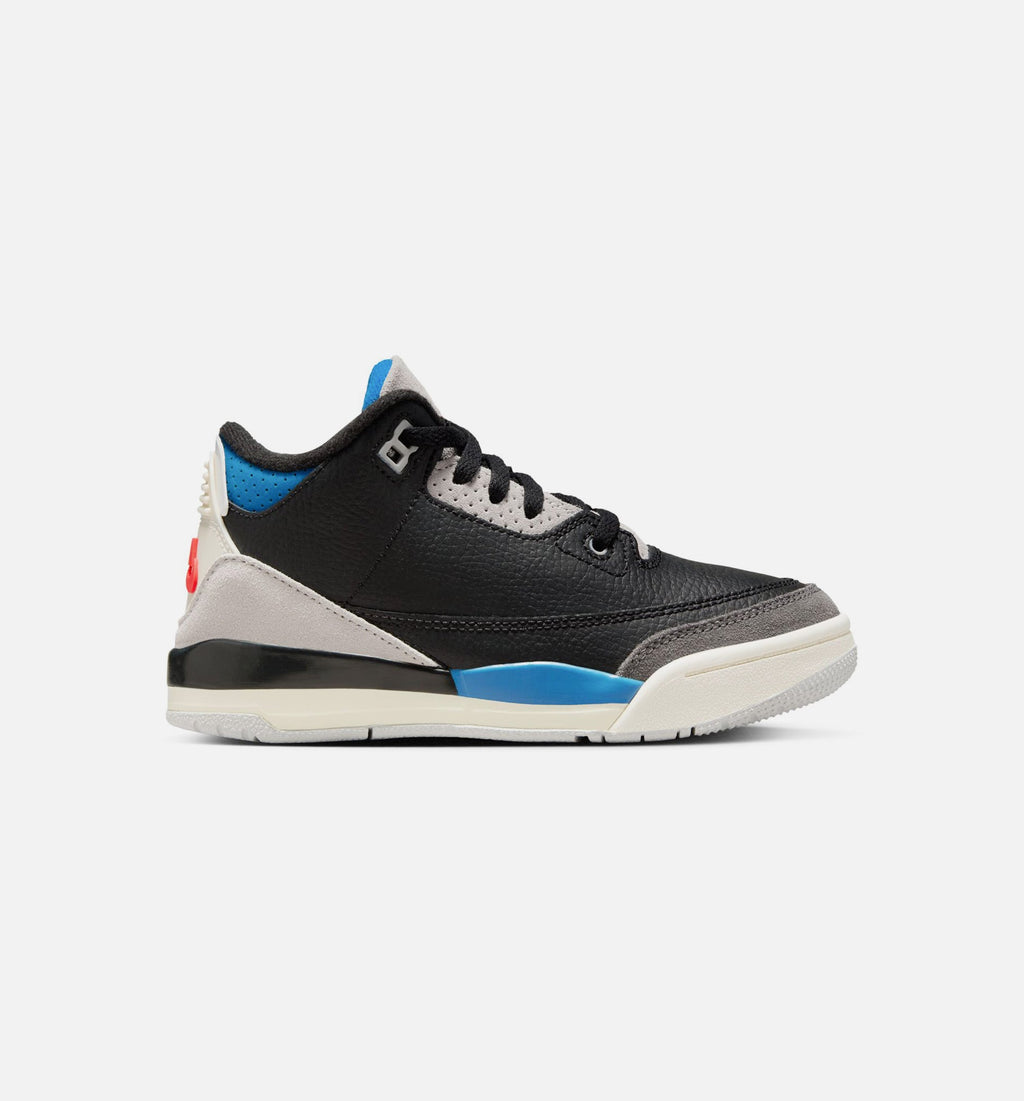 Air Jordan 3 Retro OG Rare Air 小童休闲鞋 - 黑/智利红/中性灰