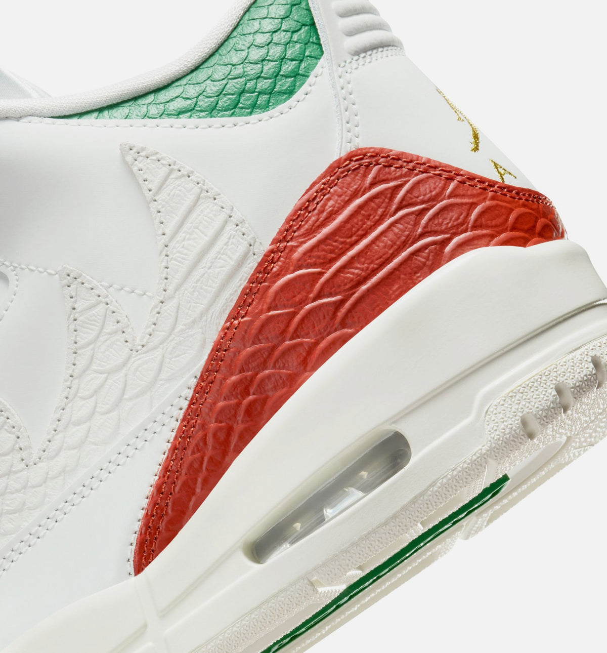 Air Jordan 3 Retro El Vuelo 男士休闲运动鞋 - 峰顶白/松绿/龙红/金属金