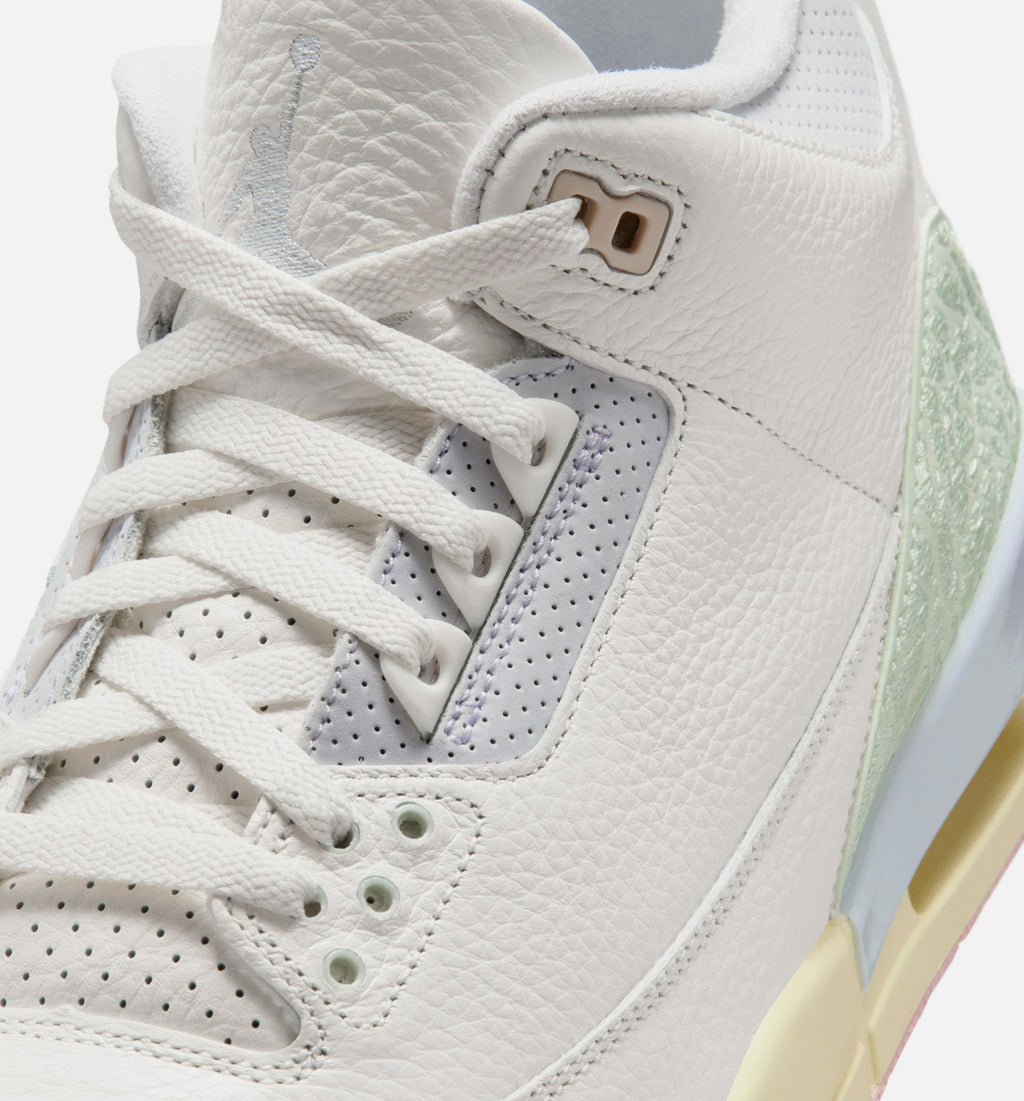 Air Jordan 3 Retro 男士休闲运动鞋 - 帆白/玉光绿/淡雾紫