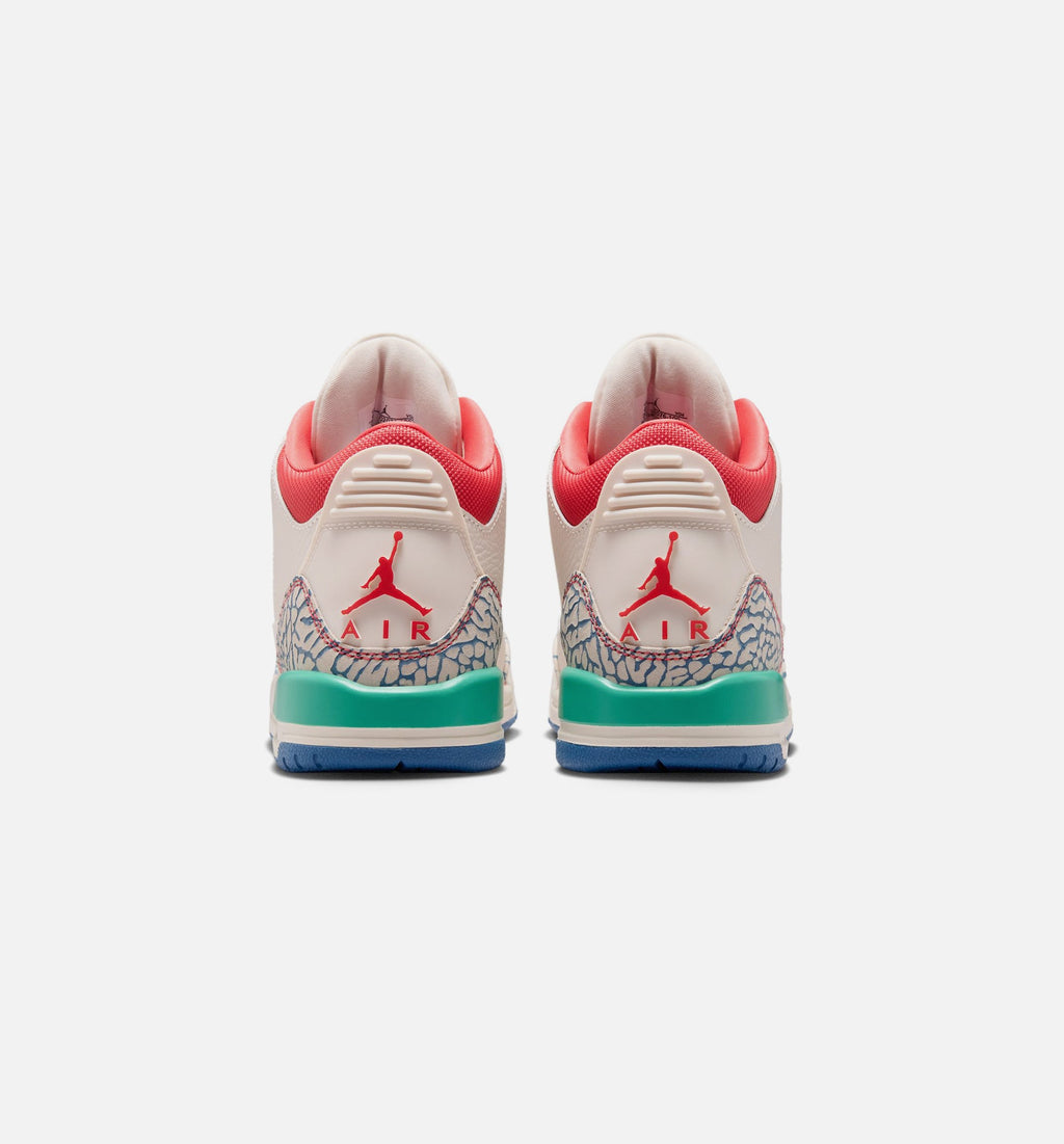 Air Jordan 3 Retro Play Your Way 大童休闲运动鞋 - 粉笔白/跑道红/真蓝/动感绿