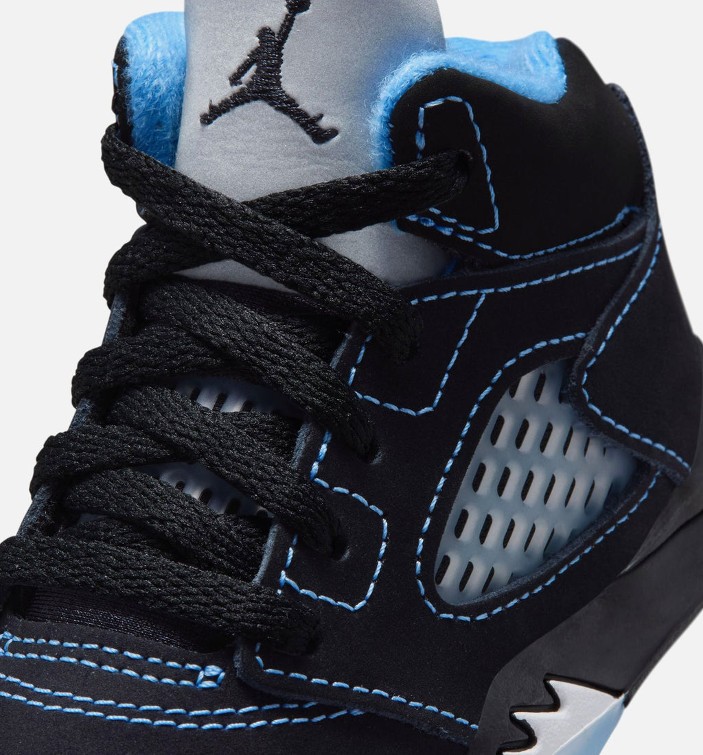 Air Jordan 5 Retro Black Carolina 婴幼童休闲运动鞋 - 黑色/大学蓝/白色