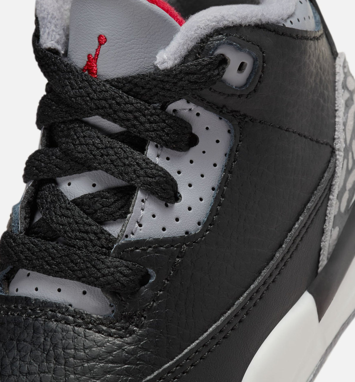Air Jordan 3 Retro Black Cement 婴幼童休闲鞋 - 黑/火焰红/水泥灰