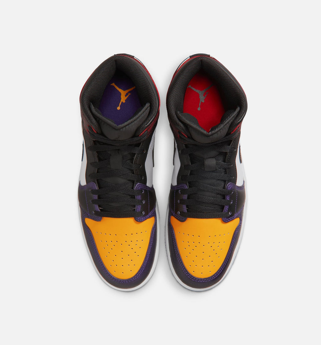 Air Jordan 1 Mid SE 男士休闲运动鞋 - 正红/白/球场紫/黑