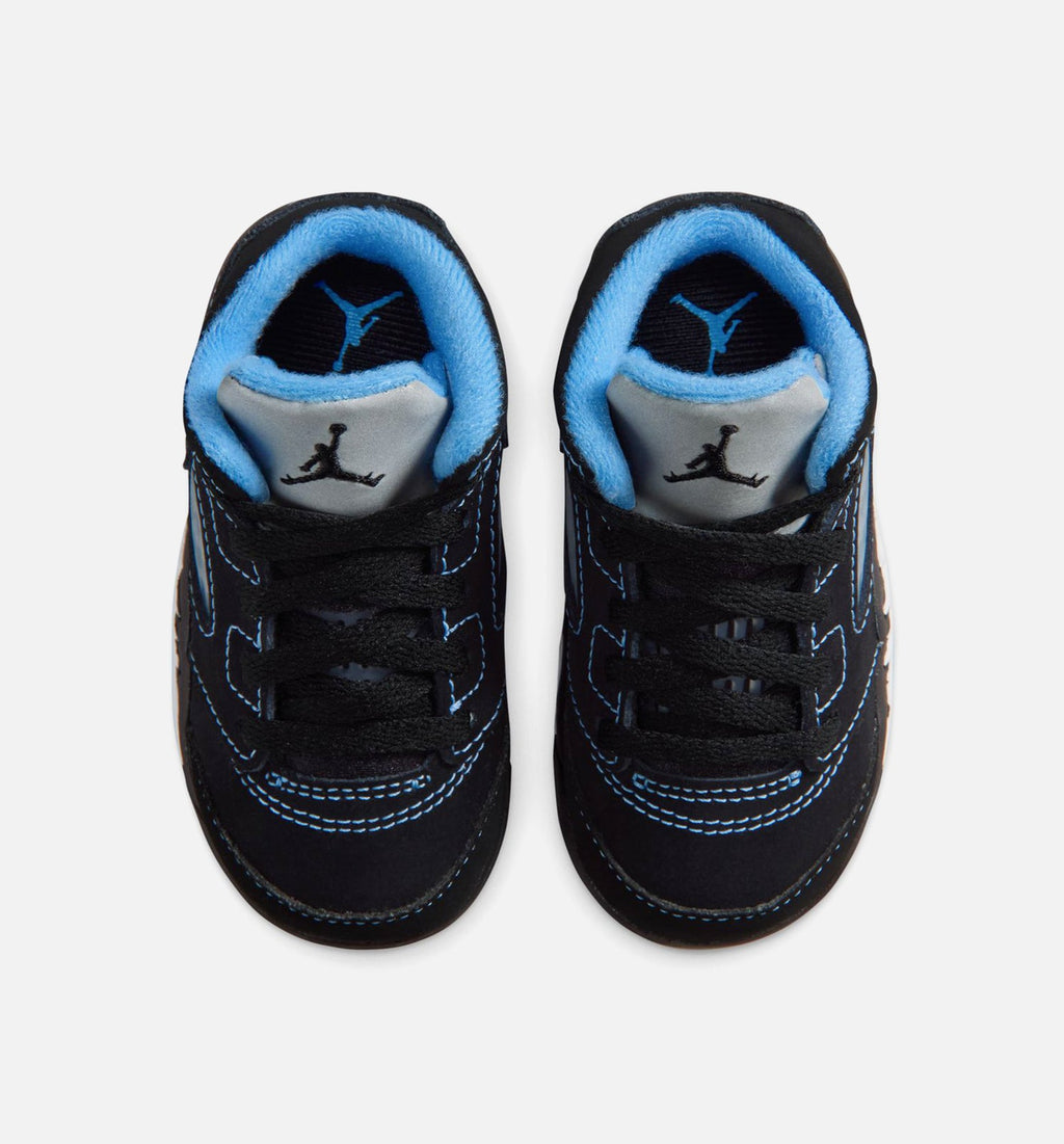 Air Jordan 5 Retro Black Carolina 婴幼童休闲运动鞋 - 黑色/大学蓝/白色