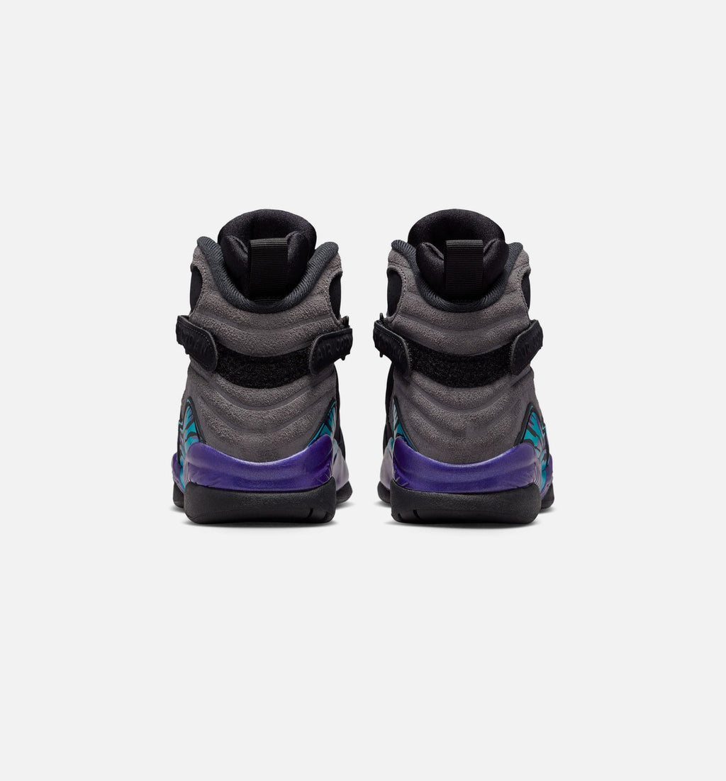 Air Jordan 8 Retro Aqua 大童休闲运动鞋 - 黑色/多色/亮康科德紫