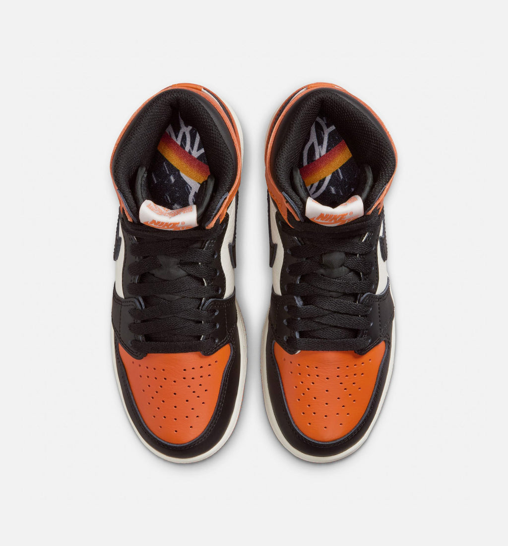 Air Jordan 1 Retro High OG Shattered Backboard 大童休闲运动鞋 - 黑/帆白/海星橙