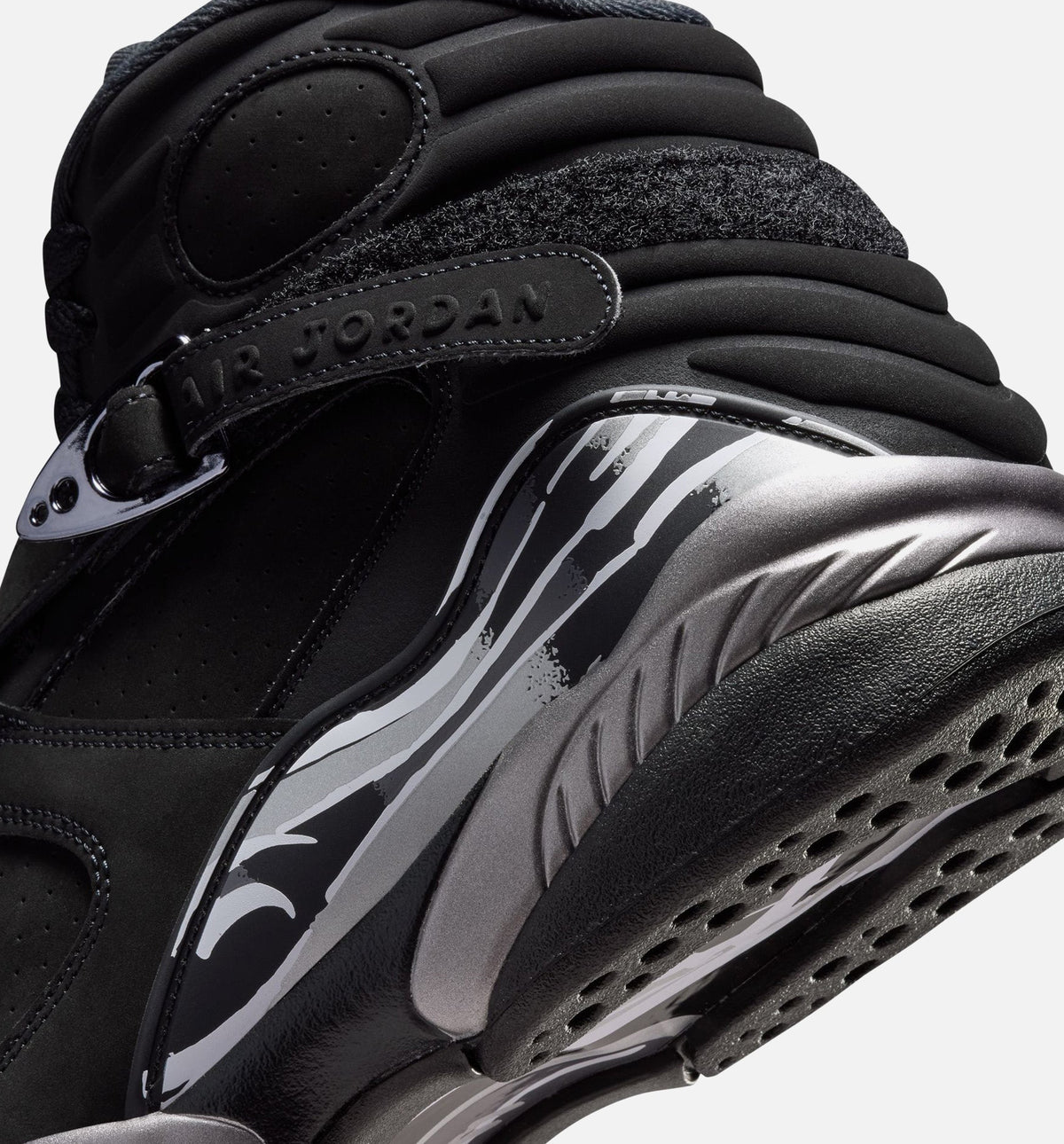 Air Jordan 8 Retro Chrome Black And Light Graphite 男士休闲运动鞋 - 黑色/白色/浅石墨灰