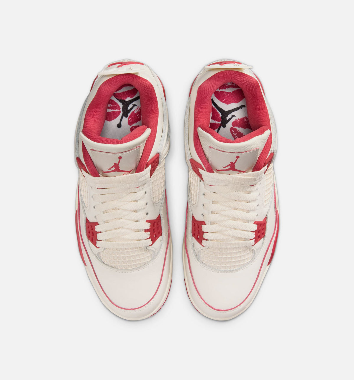 Air Jordan 4 Retro Valentine's Day 女士休闲运动鞋 - 浅象牙白/塞拉红/浓红