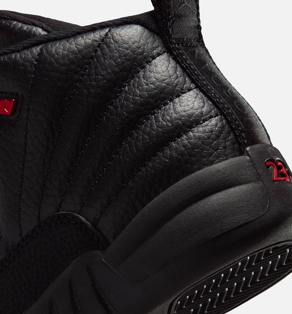 Air Jordan 12 Retro Bloodline 学龄前儿童休闲运动鞋 - 黑色/校队红