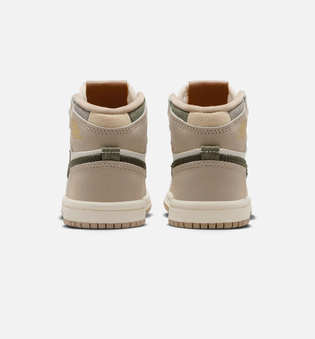 Air Jordan 1 Retro High OG 婴幼童休闲鞋 - 卡其/帆白/椰奶白