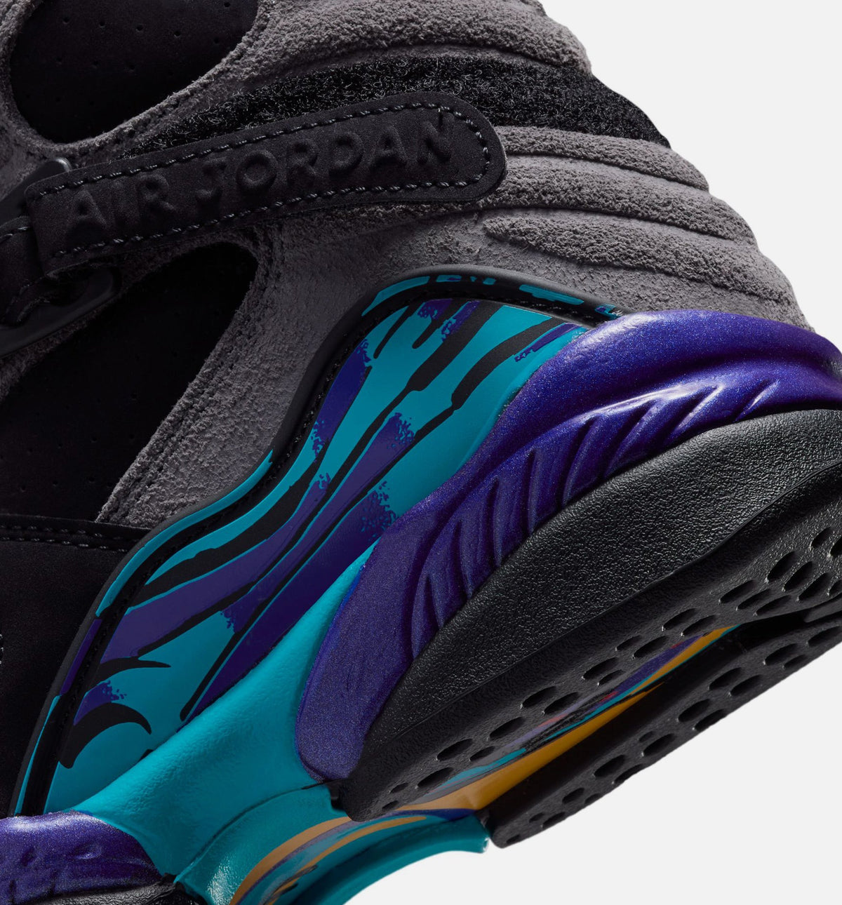 Air Jordan 8 Retro Aqua 大童休闲运动鞋 - 黑色/多色/亮康科德紫