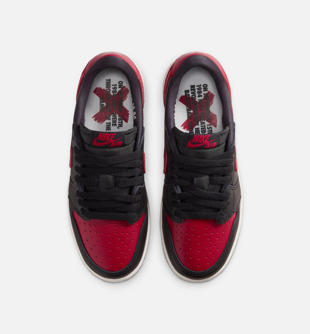 Air Jordan 1 Retro Low OG Banned 大童休闲运动鞋 - 黑/校队红/峰顶白